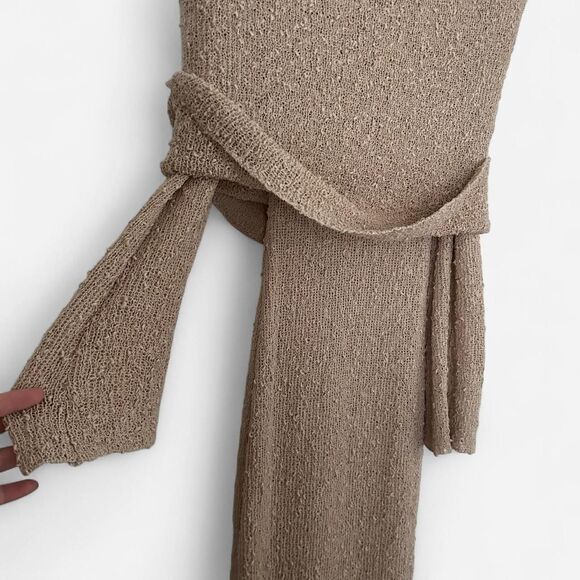 Meshki Marisol Wheat Bouclé Maxi Dress – Off-Shoulder Coquette Minimalist (XXS) - Picture 7 of 8